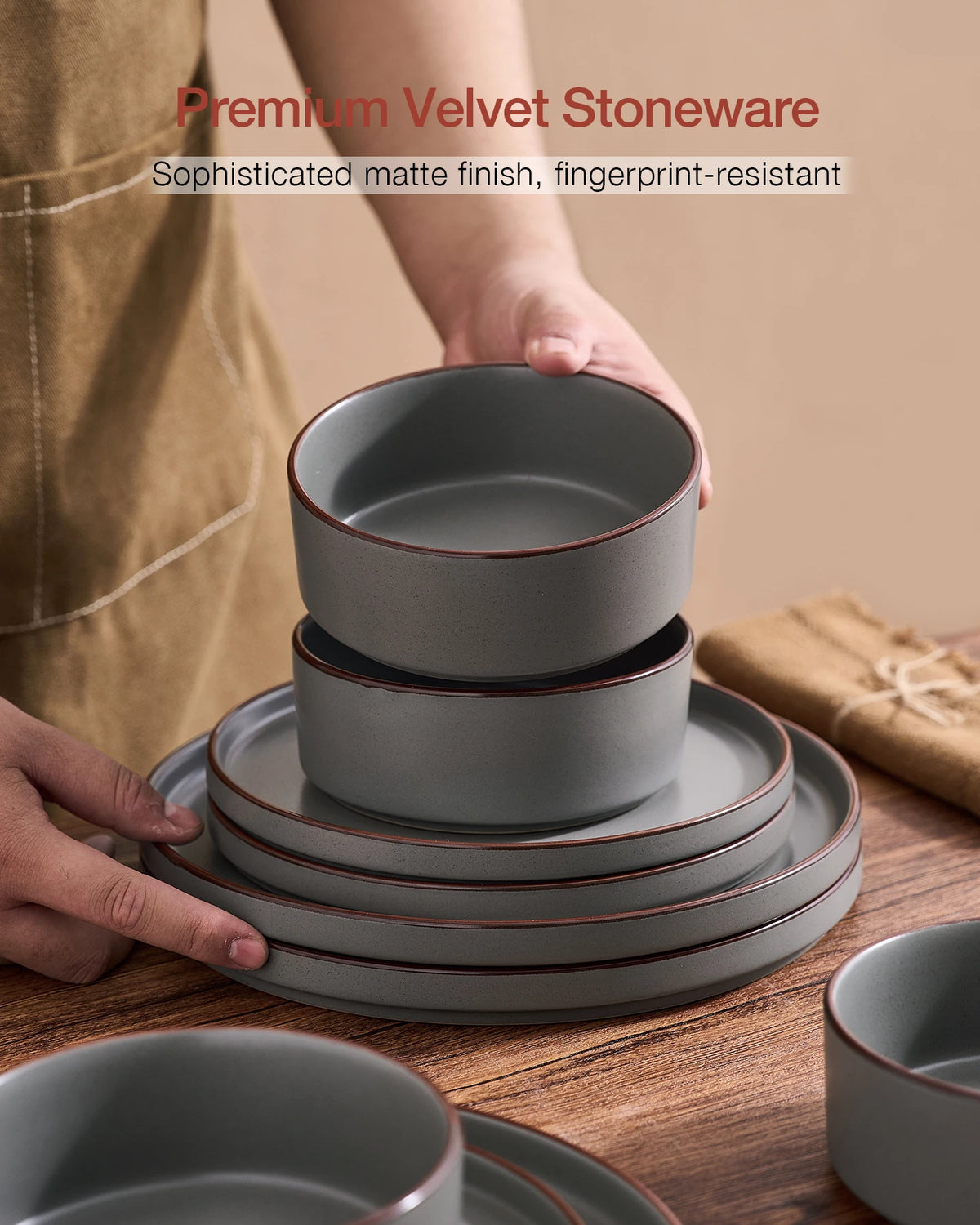 Famiware Nebula Ridge 12-Piece Stoneware Dinnerware Set, Service for 4