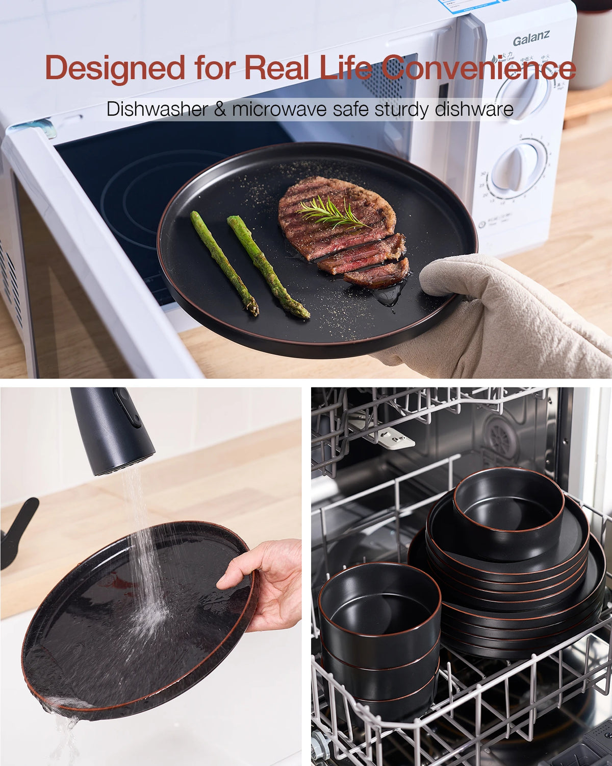 Famiware Nebula Ridge 12-Piece Stoneware Dinnerware Set, Service for 4
