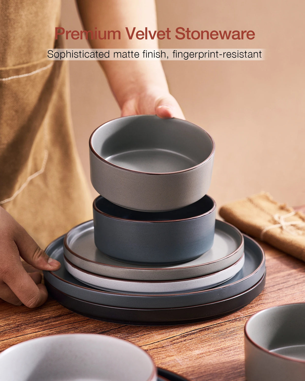 Famiware Nebula Ridge 12-Piece Stoneware Dinnerware Set, Service for 4