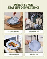 Famiware Ocean Round 12-Piece Stoneware Dinnerware Set, Service for 4