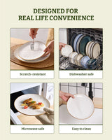 Famiware Ocean Round 12-Piece Stoneware Dinnerware Set, Service for 4