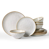 Famiware Ocean Round 12-Piece Stoneware Dinnerware Set, Service for 4