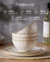 Famiware Ocean Round 12-Piece Stoneware Dinnerware Set, Service for 4
