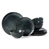 Famiware Ocean Round 12-Piece Stoneware Dinnerware Set, Service for 4