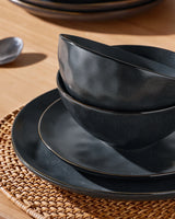 Famiware Ocean Round 12-Piece Stoneware Dinnerware Set, Service for 4