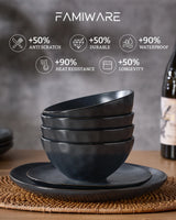 Famiware Ocean Round 12-Piece Stoneware Dinnerware Set, Service for 4