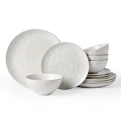 Famiware Ocean Round 12-Piece Stoneware Dinnerware Set, Service for 4