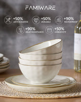 Famiware Ocean Round 12-Piece Stoneware Dinnerware Set, Service for 4
