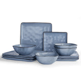 Famiware Ocean Square 12-Piece Stoneware Dinnerware Set, Service for 4