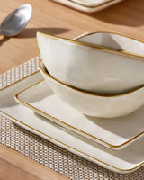 Famiware Ocean Square 12-Piece Stoneware Dinnerware Set, Service for 4