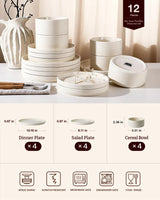 Famiware Star 12-Piece Porcelain Dinnerware Set, Service for 4