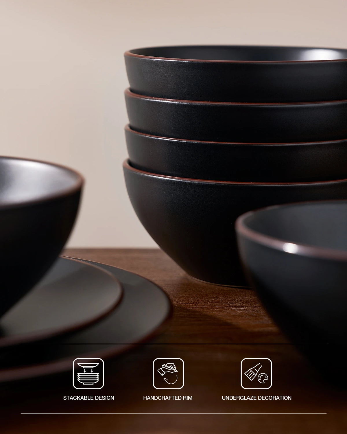 Famiware Venus 12-Piece Stoneware Dinnerware Set, Service for 4