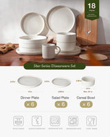 Famiware Star 18-Piece Stoneware Dinnerware Set, Service for 6