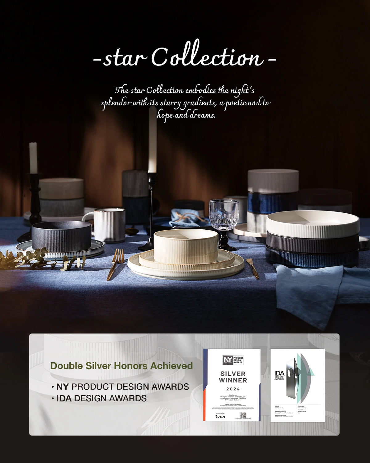 Famiware Star 24-Piece Stoneware Dinnerware Set, Service for 8
