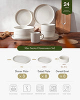 Famiware Star 24-Piece Stoneware Dinnerware Set, Service for 8
