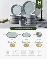 Famiware Star 24-Piece Stoneware Dinnerware Set, Service for 8