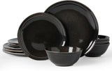 Famiware Aegean 12-Piece Stoneware Dinnerware Set, Service for 4 - Black Coffee - image 1