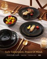 Famiware Aegean 12-Piece Stoneware Dinnerware Set, Service for 4 - Black Coffee - image 4