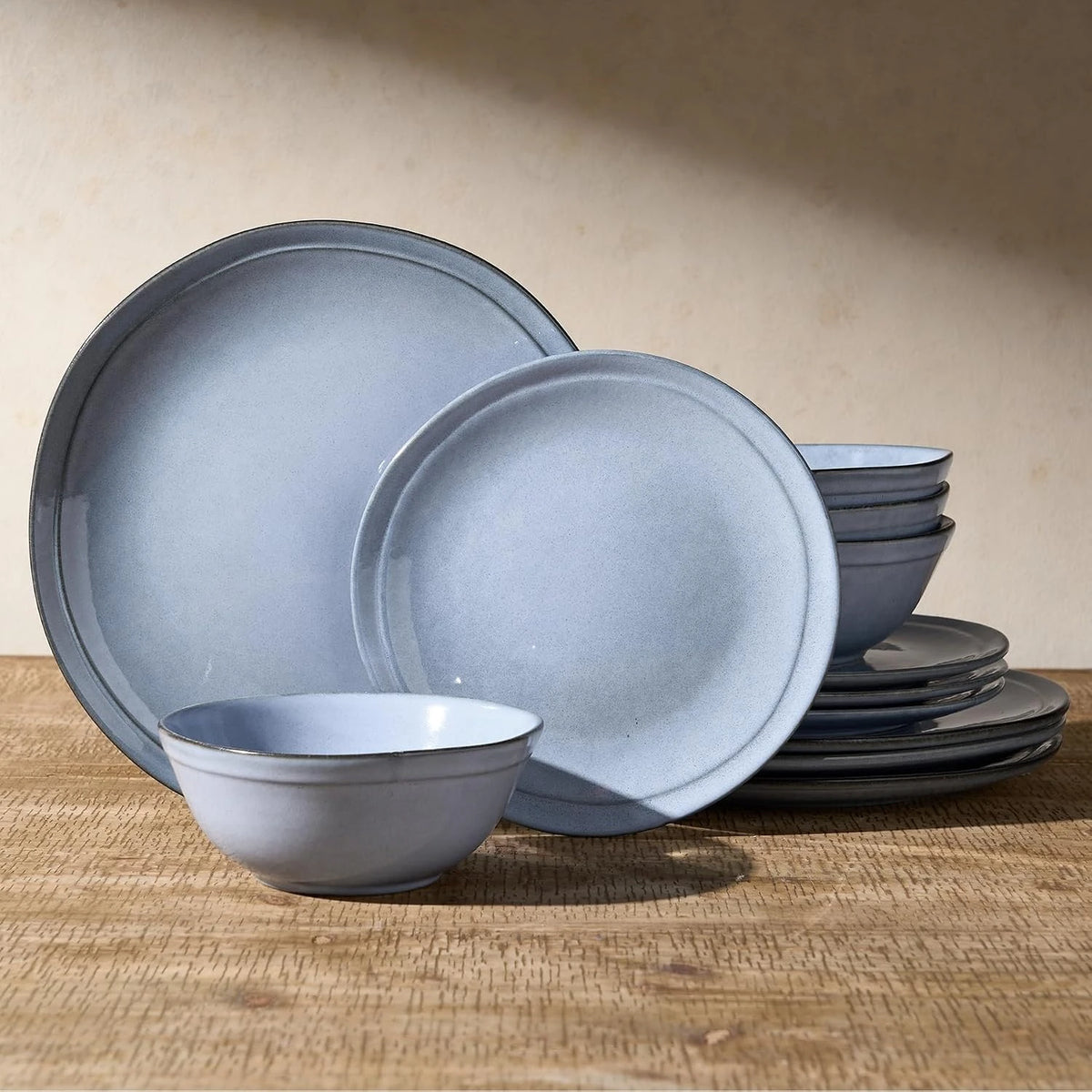 Famiware Aegean 12-Piece Stoneware Dinnerware Set, Service for 4 - Blue Grey - image 1