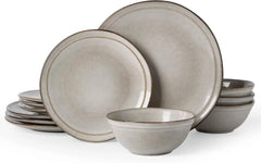 Famiware Aegean 12-Piece Stoneware Dinnerware Set, Service for 4 - Sand Beige - image 1