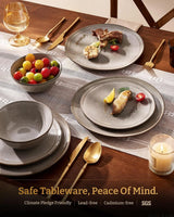 Famiware Aegean 12-Piece Stoneware Dinnerware Set, Service for 4 - Sand Beige - image 3