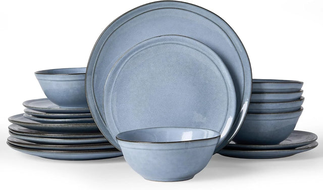 Famiware Aegean 18-Piece Stoneware Dinnerware Set, Service for 6 - Blue Grey - image 1