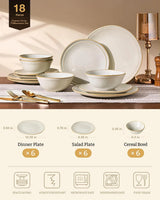 Famiware Aegean 18-Piece Stoneware Dinnerware Set, Service for 6 - Cappuccino White - image 2