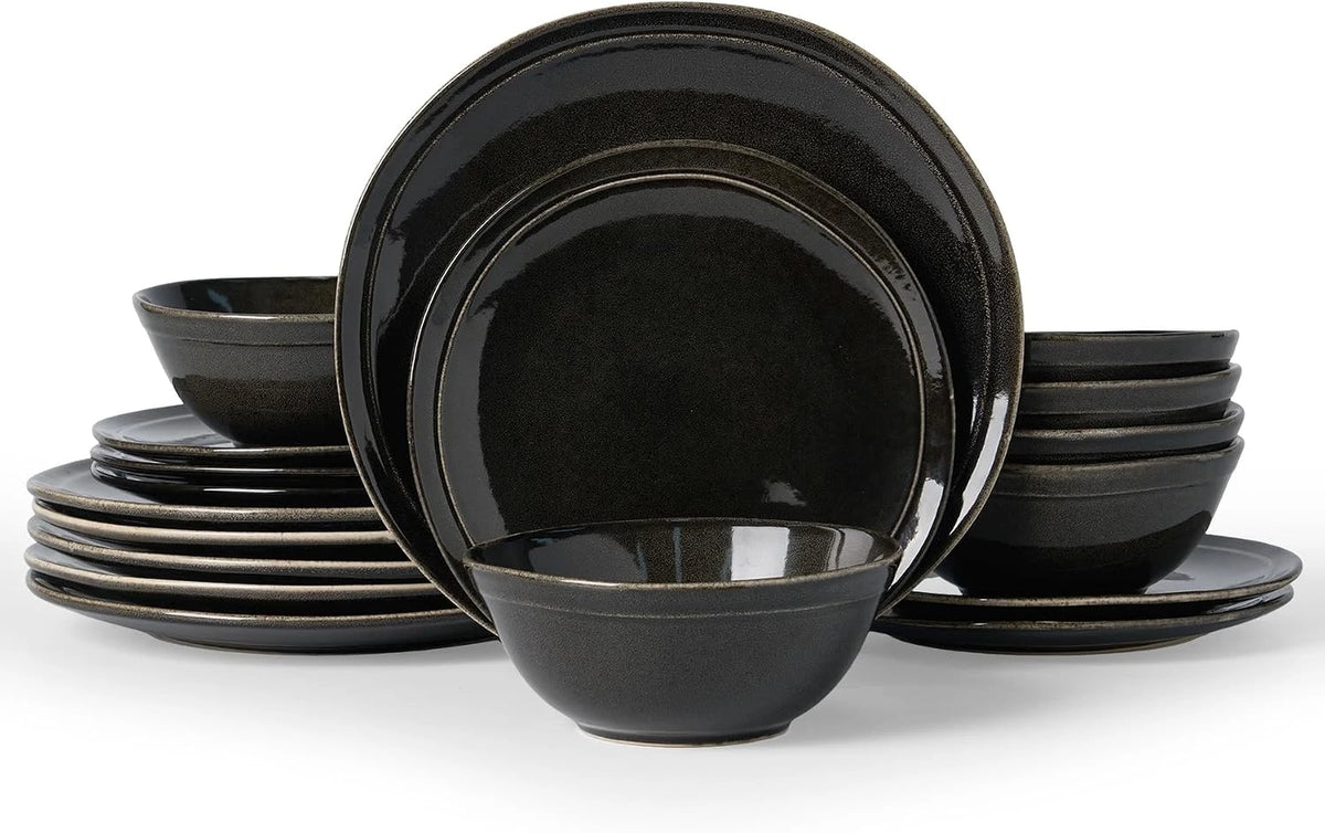 Famiware Aegean 24-Piece Stoneware Dinnerware Set, Service for 8 - Black Coffee - image 1