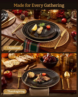 Famiware Aegean 24-Piece Stoneware Dinnerware Set, Service for 8 - Black Coffee - image 7