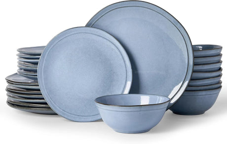 Famiware Aegean 24-Piece Stoneware Dinnerware Set, Service for 8 - Blue Grey - image 1