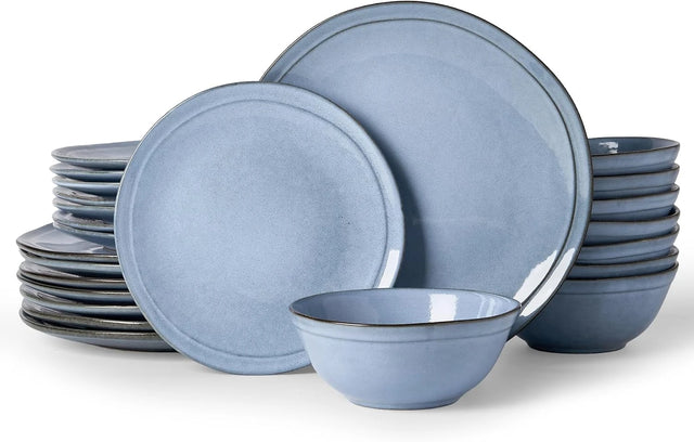 Famiware Aegean 24-Piece Stoneware Dinnerware Set, Service for 8 - Blue Grey - image 1