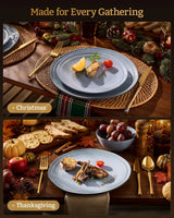 Famiware Aegean 24-Piece Stoneware Dinnerware Set, Service for 8 - Blue Grey - image 7