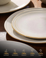 Famiware Aegean 24-Piece Stoneware Dinnerware Set, Service for 8 - Cappuccino White - image 3