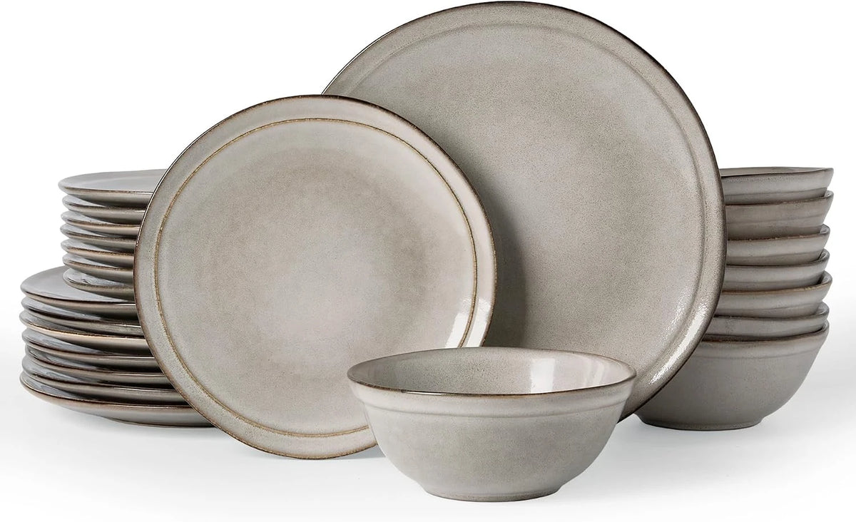 Famiware Aegean 24-Piece Stoneware Dinnerware Set, Service for 8 - Sand Beige - image 1