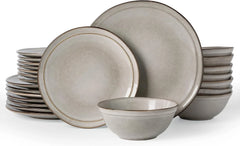 Famiware Aegean 24-Piece Stoneware Dinnerware Set, Service for 8 - Sand Beige - image 1