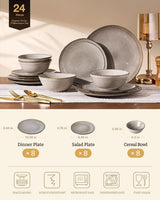 Famiware Aegean 24-Piece Stoneware Dinnerware Set, Service for 8 - Sand Beige - image 2