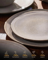 Famiware Aegean 24-Piece Stoneware Dinnerware Set, Service for 8 - Sand Beige - image 4