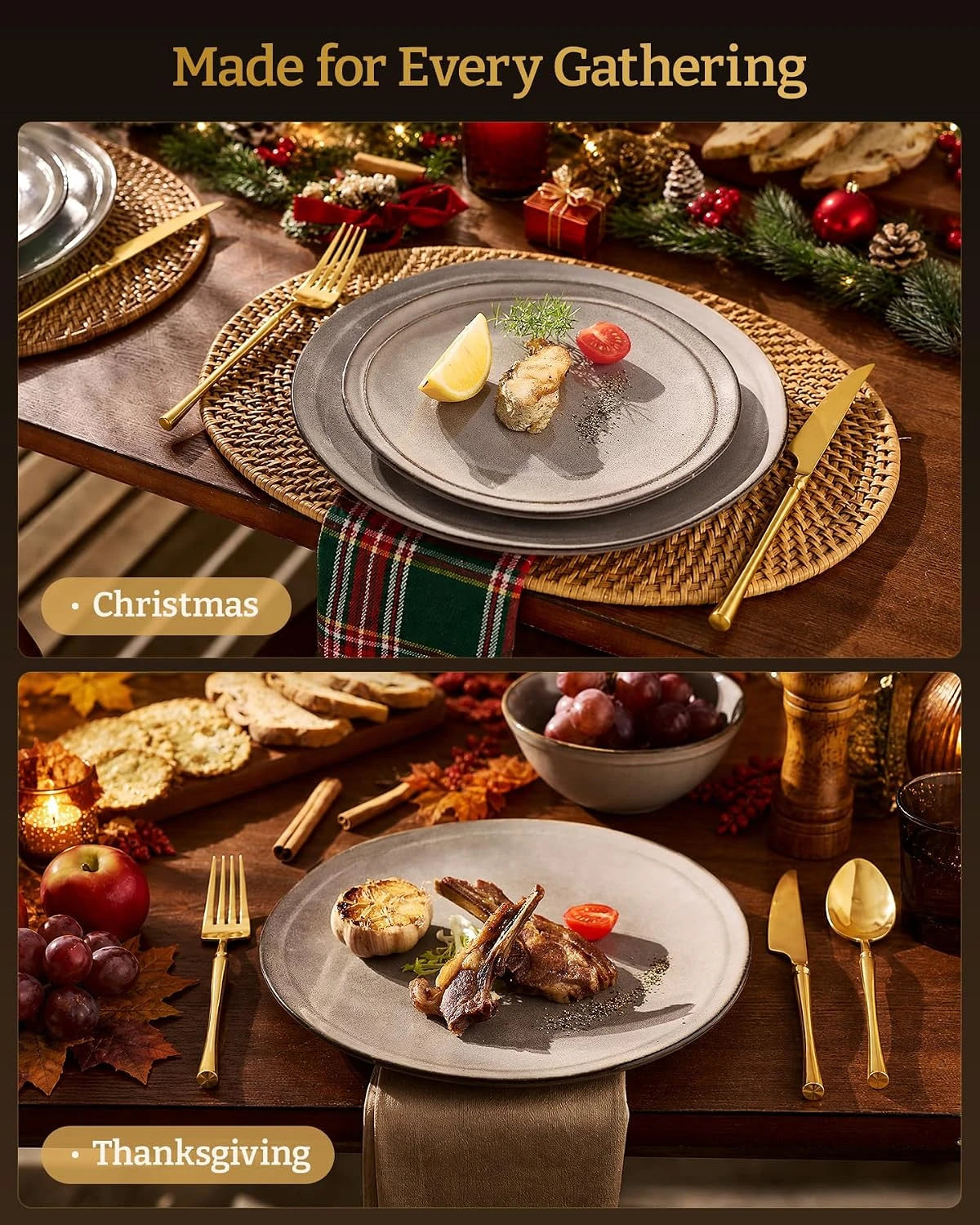 Famiware Aegean 24-Piece Stoneware Dinnerware Set, Service for 8 - Sand Beige - image 7