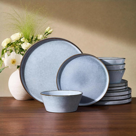 Famiware Annecy 12-Piece Stoneware Dinnerware Set, Service for 4 - Reactive Blue - image 1