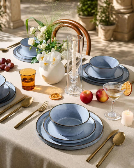 Famiware Annecy 12-Piece Stoneware Dinnerware Set, Service for 4 - Reactive Blue - image 3