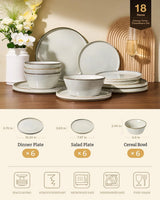 Famiware Annecy 18-Piece Stoneware Dinnerware Set, Service for 6 - Gray/White - image 2