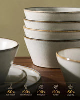 Famiware Annecy 18-Piece Stoneware Dinnerware Set, Service for 6 - Gray/White - image 4