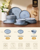 Famiware Annecy 18-Piece Stoneware Dinnerware Set, Service for 6 - Reactive Blue - image 2