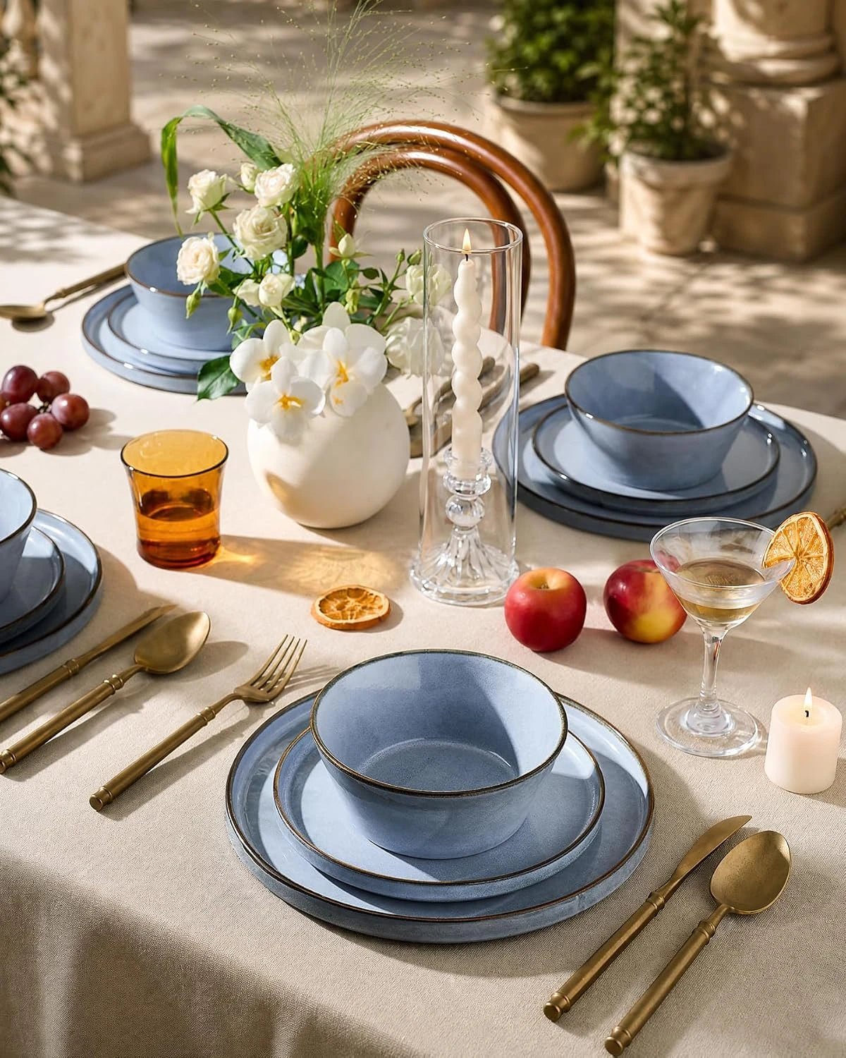 Famiware Annecy 18-Piece Stoneware Dinnerware Set, Service for 6 - Reactive Blue - image 5