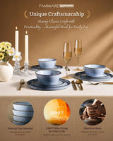 Famiware Annecy 18-Piece Stoneware Dinnerware Set, Service for 6 - Reactive Blue - image 6