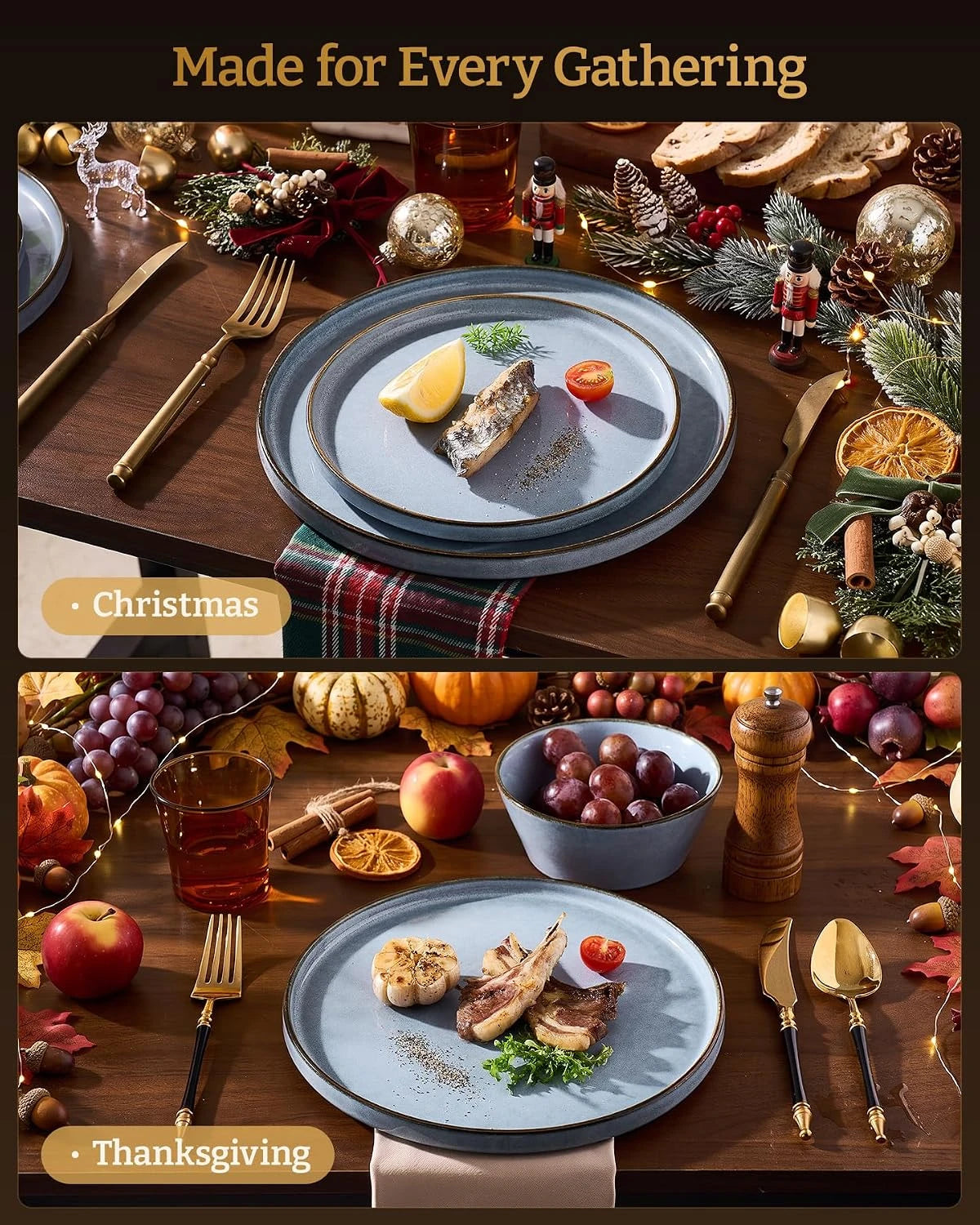 Famiware Annecy 18-Piece Stoneware Dinnerware Set, Service for 6 - Reactive Blue - image 7
