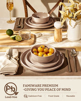 Famiware Constellation 24-Piece Stoneware Dinnerware Set - Cinnamon Brown - 04