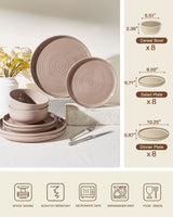 Famiware Constellation 24-Piece Stoneware Dinnerware Set - Cinnamon Brown - 07