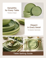 Famiware Constellation 24-Piece Stoneware Dinnerware Set - Olive Green - 04
