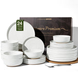 Famiware Constellation 24-Piece Stoneware Dinnerware Set - White - 01